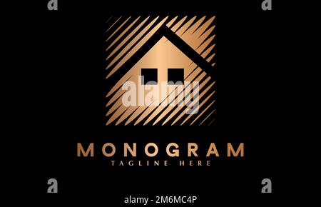 Minimal House Abstract monogram vector logo template Stock Vector