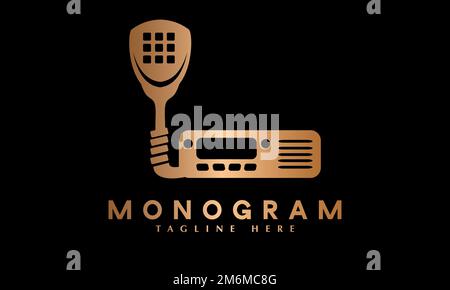 Radio transmitter Abstract monogram vector logo template Stock Vector