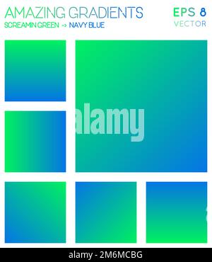 Colorful gradients in screamin green, navy blue color tones. Adorable gradient background, dazzling vector illustration. Stock Vector