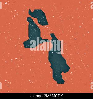 Pig Beach vintage map. Grunge map of the island with distressed texture. Pig Beach poster. Vector illustration. Stock Vector