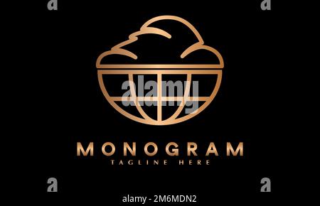minimal World Cloud Abstract monogram vector logo template Stock Vector