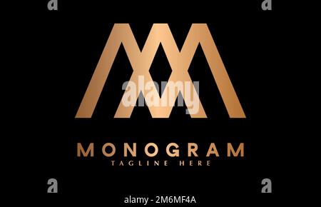 Alphabet am or ma cartoon shape font abstract monogram vector logo template Stock Vector