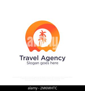 Modern Travel Agency logo design gradient color summer beach logo vector illustration Stock Vector