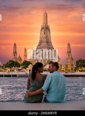 Wat Arun temple Bangkok Thailand, Temple of Dawn, Buddhist temple alongside Chao Phraya River Stock Photo