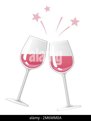 Vector Wine Toast Illustration Isolated On A White Background. Stock Vector