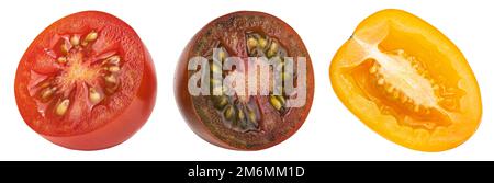 Multicolored cherry tomatoes isolated on white background Stock Photo