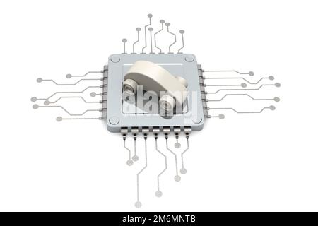 Computer chip and car model, Stock Photo