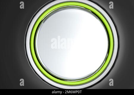 Blank metal button on black background Stock Photo