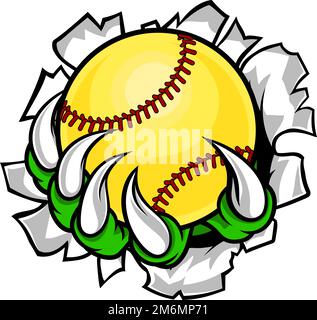 Claw Monster Talons Hand Holding Softball Ball Stock Vector