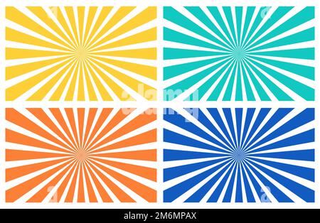 Colorful Radial Motion Sun Beam Rays Vector Element Set Stock Vector