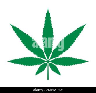 Marijuana Cannabis Leaf Flat Green Vector Illustration Stock Vector