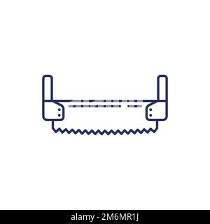 two-man saw line icon on white Stock Vector