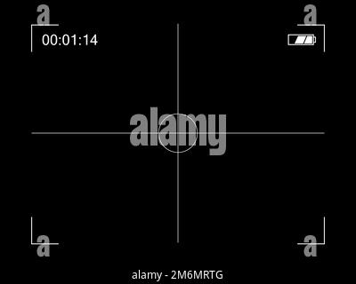 Focusing screen of the camera viewfinder. Vector template of circle viewfinder camera recording. Stock Vector