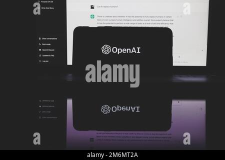 ChatGPT OpenAI artificial intelligence computer program on PC screen Stock Photo