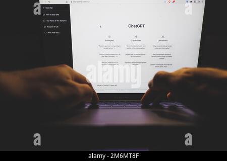 ChatGPT OpenAI artificial intelligence computer program on PC screen Stock Photo