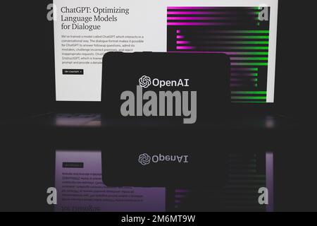 ChatGPT OpenAI artificial intelligence computer program on PC screen Stock Photo