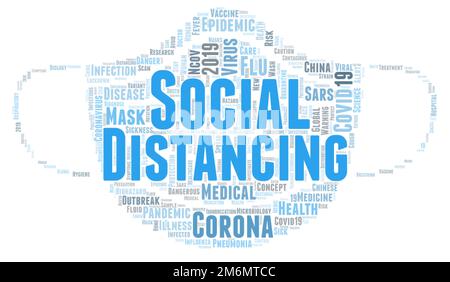 Social distancing word cloud concept on white background Stock Photo