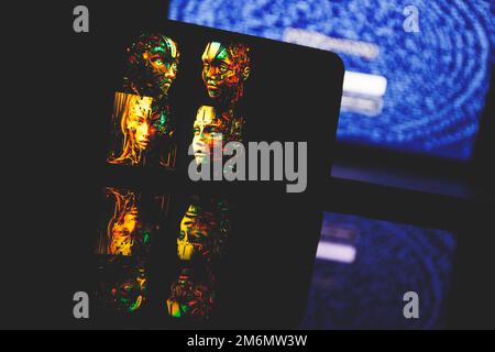 Midjourney on PC screen. Midjourney is artificial intelligence which creates images from textual descriptions Stock Photo