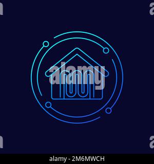 house heating icon, linear vector Stock Vector