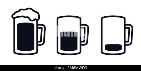 Mug of beer symbols beer drinking icons full half and empty version vector illustration icon Stock Vector