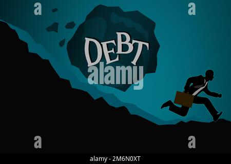 Businessman running away in debt and loan concept Stock Photo