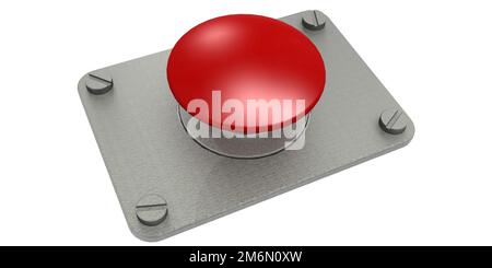 Big red button isolated on white background Stock Photo