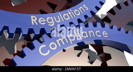 Regulations Compliance words on gears Stock Photo