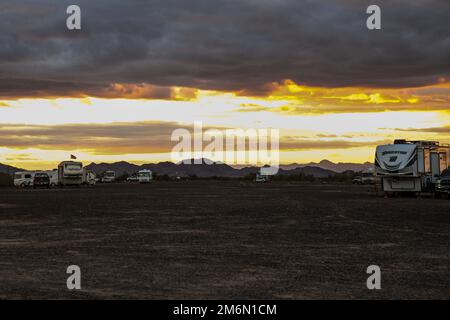 An awe inspiring landscape from Quartzsite, Arizona Stock Photo