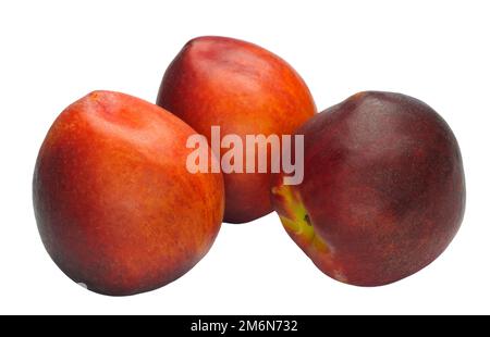 Several nectarines isolated on white background Stock Photo