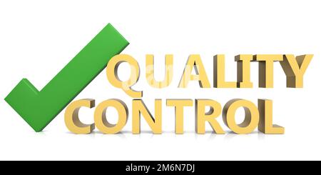 Quality control with green check mark Stock Photo