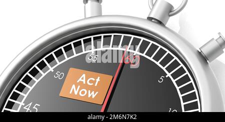 Act now word and stopwatch Stock Photo