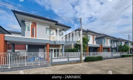 Thai Suburban area with modern family houses, newly built modern family homes Thailand, Thai family Stock Photo