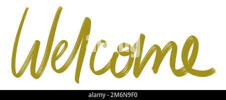 Welcome word, great design for any purposes. Hand-drawn lettering. Hand drawn style. Stock Photo