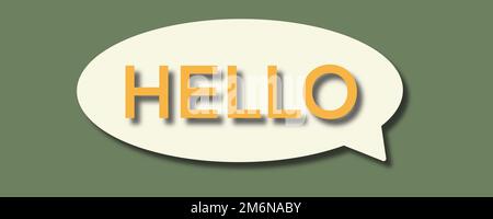 Hello word, great design for any purposes. Neon paper cut design on white background Stock Photo