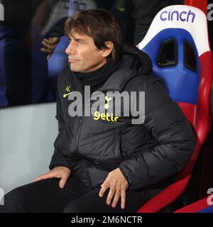 London ENGLAND - January 04:Tottenham Hotspur manager Antonio Conte  during English Premier League soccer match between Crystal Palace against Tottenh Stock Photo