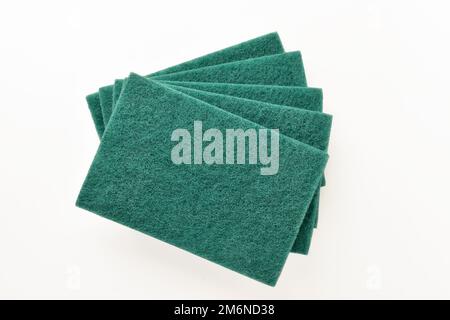 Top view of scouring pads isolated on white background with clipping path Stock Photo