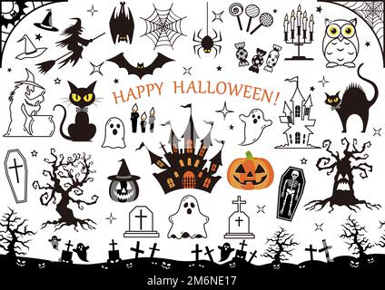 Happy Halloween Vector Design Element Set Isolated On A White Background. Stock Vector