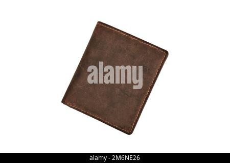 Folded leather wallet isolated on white background with clipping path Stock Photo