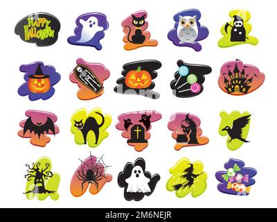 Set Of Happy Halloween Vector Icons Isolated On A White Background. Stock Vector