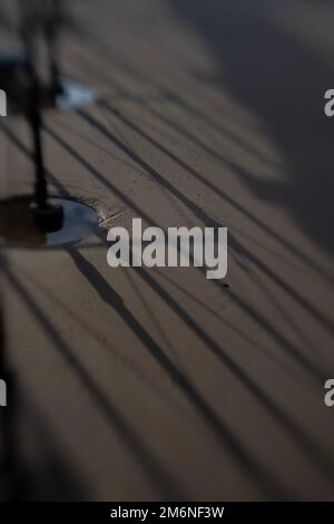 shadows and rails on pier at saltburn, north yorkshire, uk Stock Photo