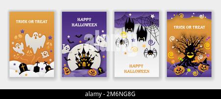 Happy Halloween Vector Greeting Card Set With Text Space. Stock Vector