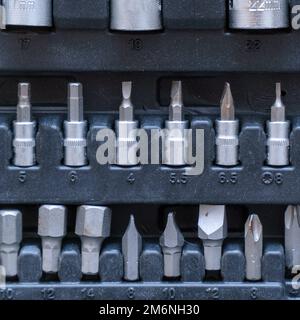 A set of torx tools, socket wrenches, screwdrivers and other tools. A tool for car repair. Selective focus Stock Photo