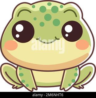 Baby frog smiling in a kawaii style Stock Vector