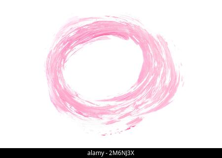 Abstract artistic acrylic pink pastel circle paint brush. Isolated on white background. Stock Photo