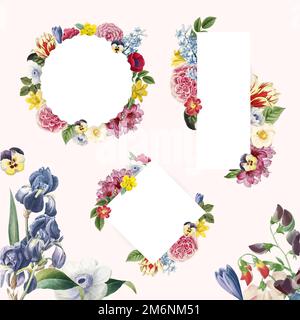 Floral themed copy space frames set Stock Vector