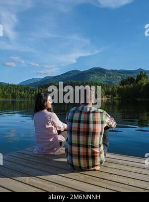 Dutch Lake on an Autumn Morning, Clearwater, British Columbia Canada in BC Stock Photo