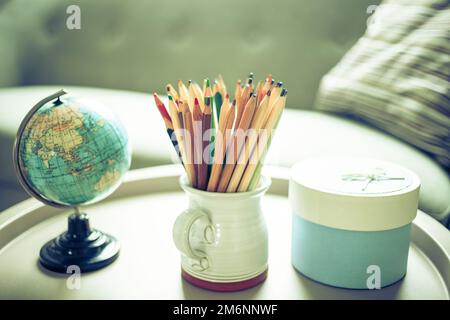 Colored pencils back to school Stock Photo