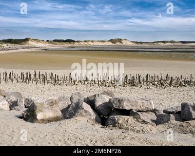 Authie Bay is a bay straddling the departments of Pas-de-Calais and Somme, in the Hauts-de-France region Stock Photo
