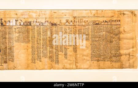 Ancient Egyptian papyrus with hieroglyphic. Antique manuscript. Stock Photo