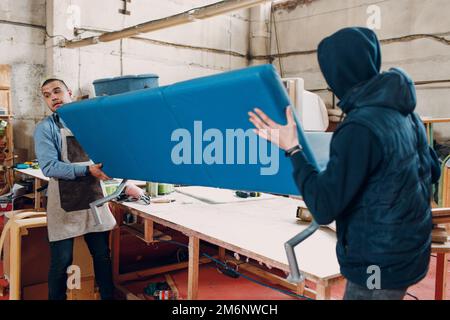 Furniture Upholstery and Manufacture fabric Renovation Stock Photo